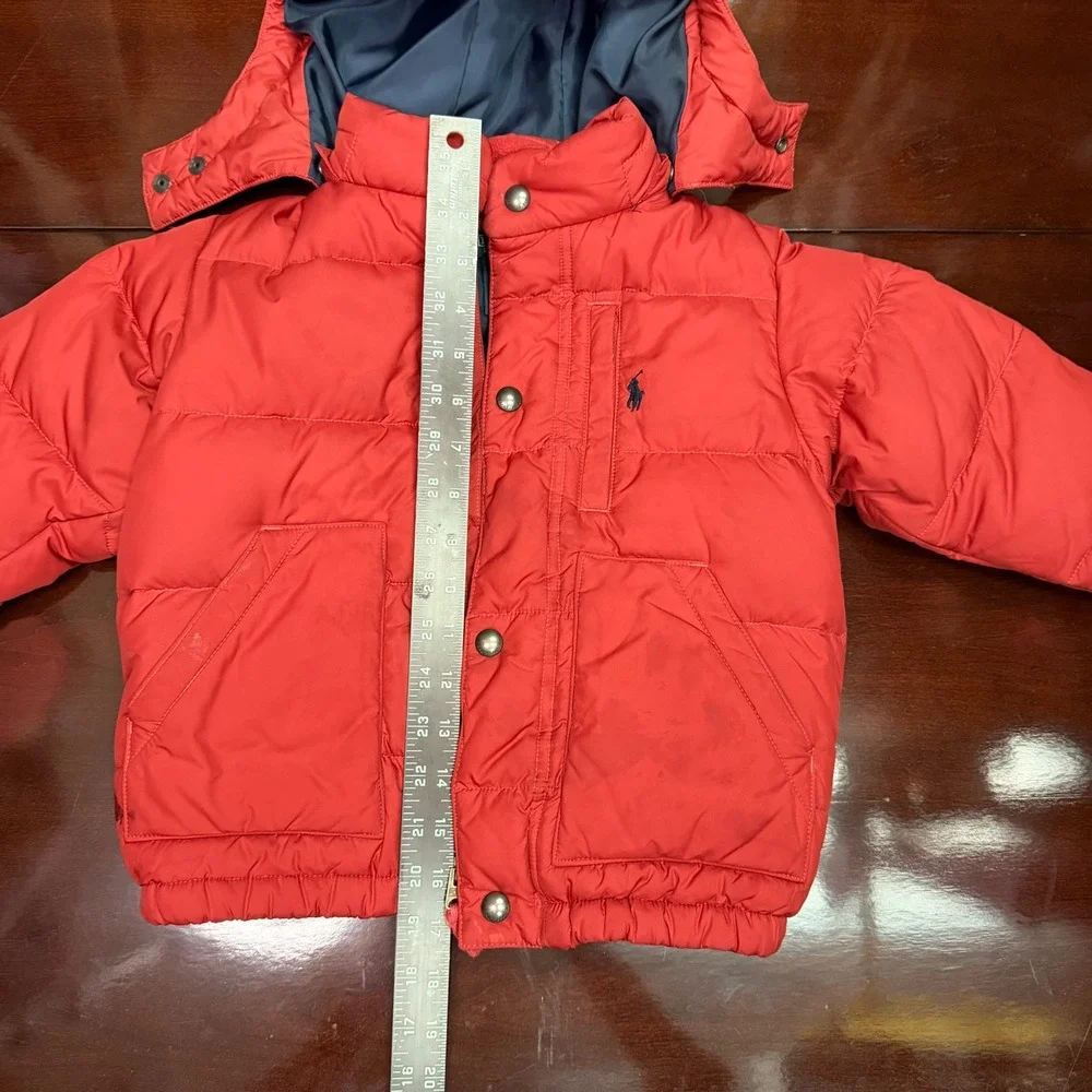 Polo Ralph Lauren Kids Red Puffer Jacket Detachable Hood Size 2 2T Coat